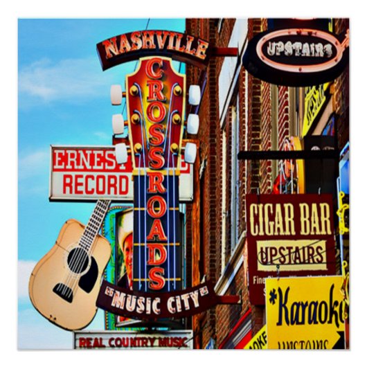 Nashville Downtown 20" x 20" Poster (Vorderseite)