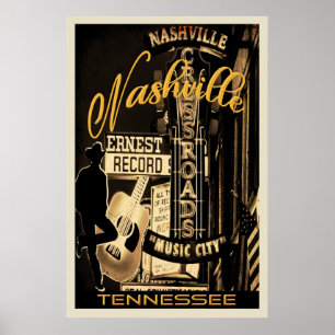 Nashville Downtown on Broadway Poster