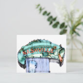 Nashville Fisherman Neon Sign Fish Wasserfarbe Postkarte (Stehend Vorderseite)