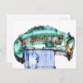 Nashville Fisherman Neon Sign Fish Wasserfarbe Postkarte (Vorne/Hinten)