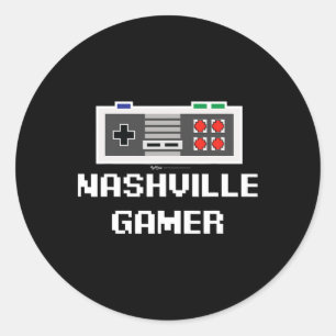 Nashville Gamer 8-Bit-Stadt Runder Aufkleber