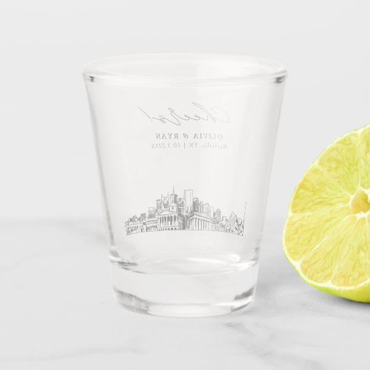 Nashville Gastgeschenk Hochzeit Cheers Shot Glass Schnapsglas (Rückseite)