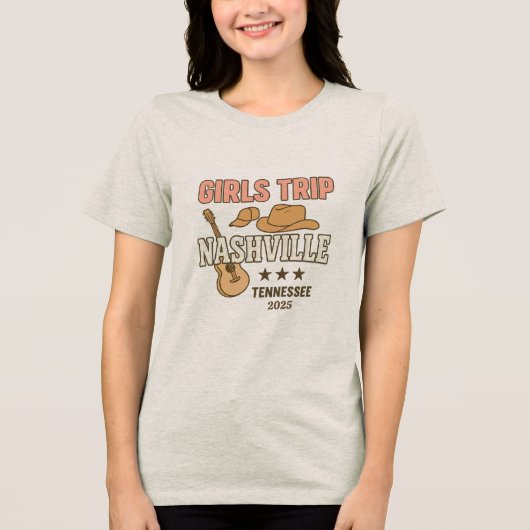 Nashville Girls Trip Personalisiert Date Tri-Blend Shirt (Vorderseite)