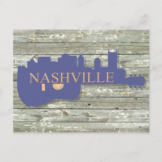 Nashville Guitar Skyline Postcard Postkarte (Vorderseite)