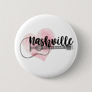 Nashville Guitar Wasserfarben Herzdesign Button