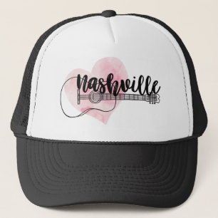 Nashville Guitar Wasserfarben Herzdesign Truckerkappe