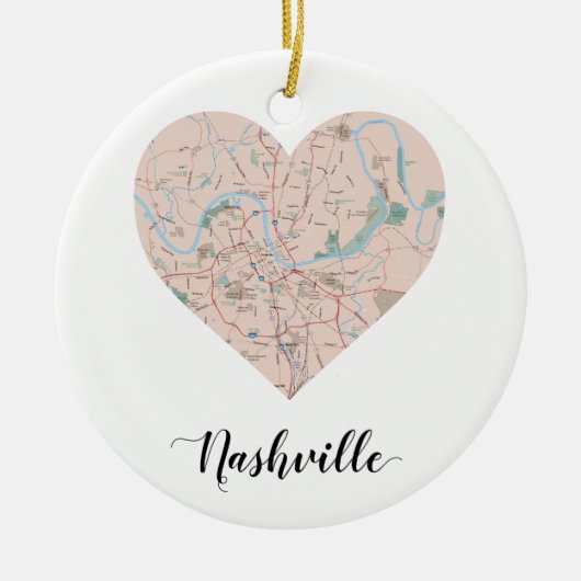 Nashville Heart Map Keramik Ornament (Vorne)