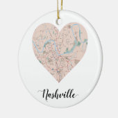 Nashville Heart Map Keramik Ornament (Links)