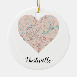 Nashville-Herz-Karte Keramik Ornament