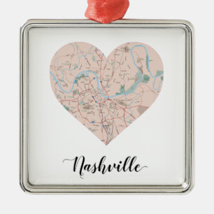 Nashville-Herz-Karte Ornament Aus Metall