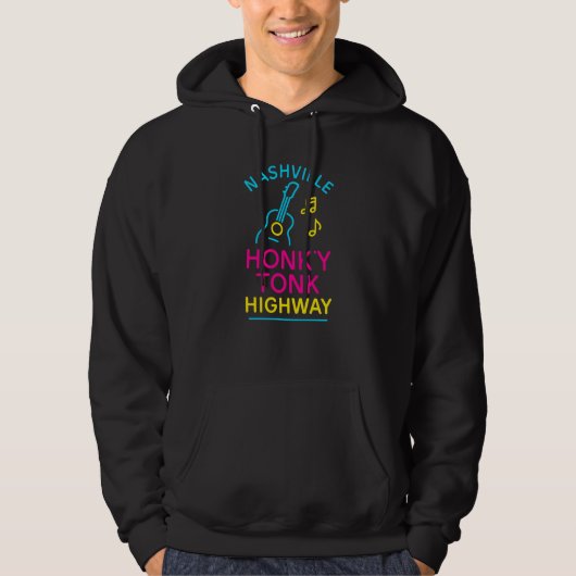 Nashville Honky Tonk Highway Neon Design Hoodie (Vorderseite)