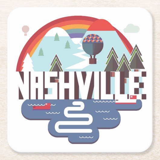 Nashville in Design Rechteckiger Pappuntersetzer (Vorderseite)