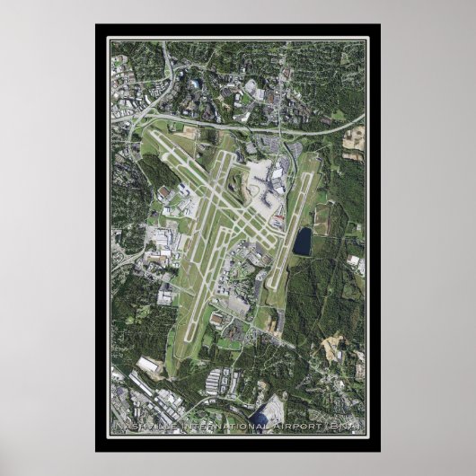 Nashville Intl Airport Tennessee Satellite Karte Poster (Vorne)
