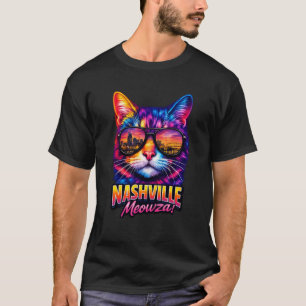 Nashville Katze Trendy Coole Bunte Kätzchen Sonnen T-Shirt