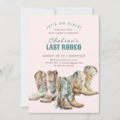 Nashville Last Rodeo Boots Junggeselinnen-Abschied Einladung (Vorderseite)