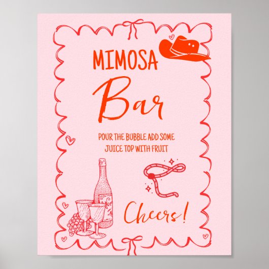 Nashville Last Rodeo Mimosa Bar Table Sign Poster (Vorne)