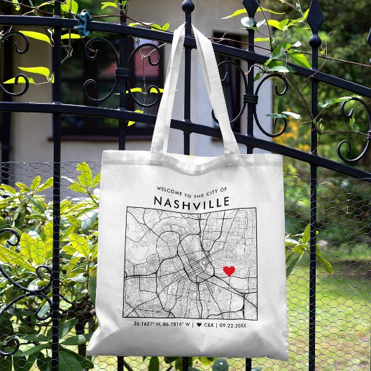 Nashville Liebe Locator | City Map Wedding Welcome Tragetasche
