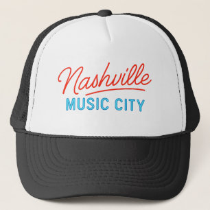Nashville Music City Neon Sign Design - Retro Glow Truckerkappe
