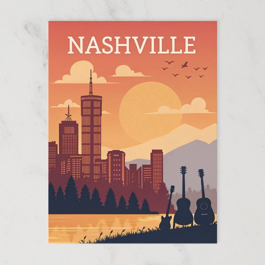 Nashville: Music City Skyline bei Sunset Postkarte