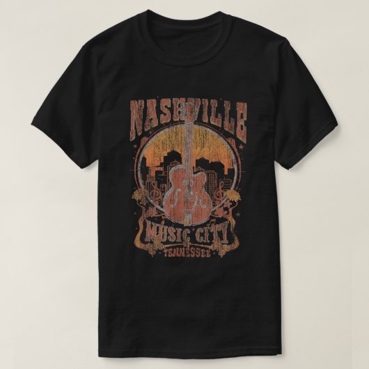 Nashville Music City Tennessee Guitar Shirt (Design vorne)