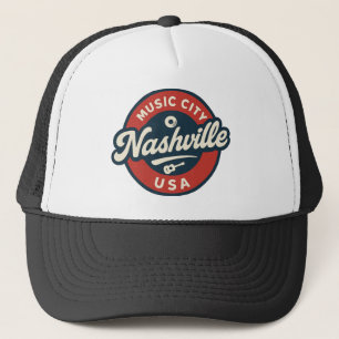 Nashville Music City USA Retro Abzeichen - Vintag Truckerkappe