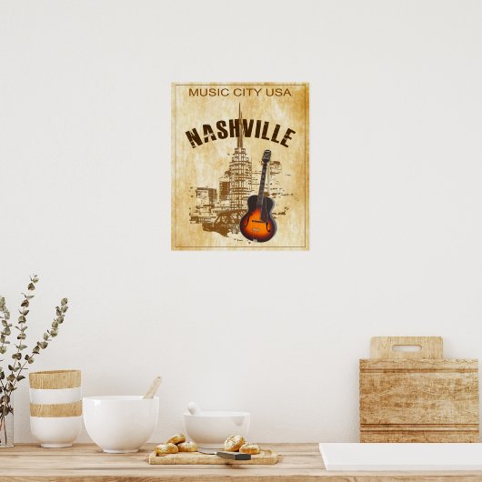 Nashville Music City Vintage Travel Poster (Küche)