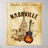 Nashville Music City Vintage Travel Poster (Vorne)