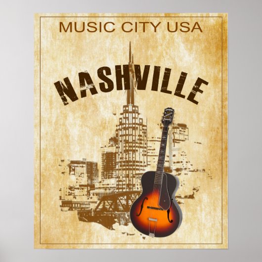 Nashville Music City Vintage Travel Poster (Vorne)