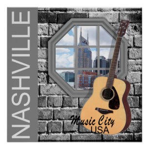 Nashville-Musik-Stadt-Fenster-Plakat Poster
