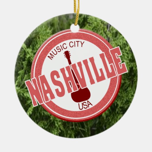 Nashville-Musik-Stadt USA-Kreis-Verzierung Keramik Ornament (Vorne)