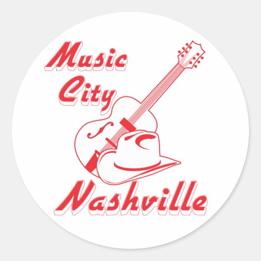Nashville. Musikstadt Runder Aufkleber (Vorderseite)