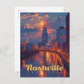 Nashville Nights: Skyline Reflections Postkarte (Vorne/Hinten)