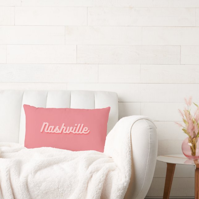 Nashville Pillow Retro Pink Script Lumbar Pillow Lendenkissen (Liege)
