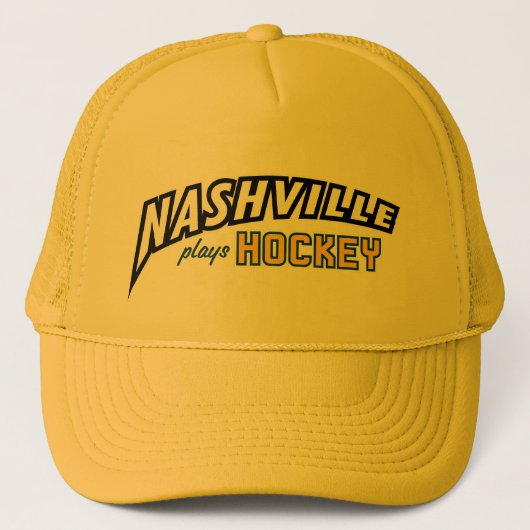 Nashville Plays Hockey Gold Trucker Hat Truckerkappe (Vorderseite)