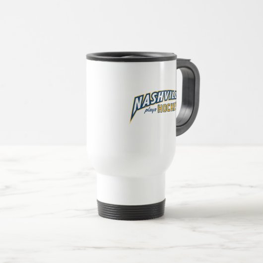 Nashville Plays Hockey White Travel Mug Reisebecher (VorderseiteRechts)