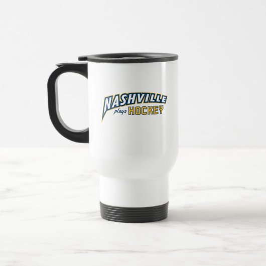 Nashville Plays Hockey White Travel Mug Reisebecher (Links)