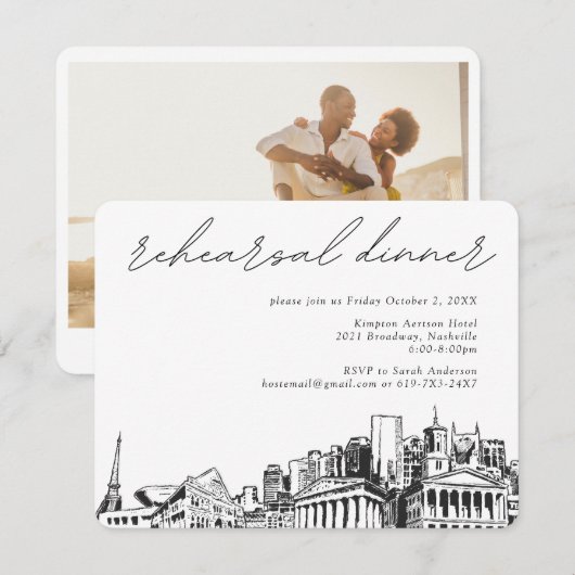 Nashville Probe Dinner Einladungs-Karte Begleitkarte (Vorne/Hinten)