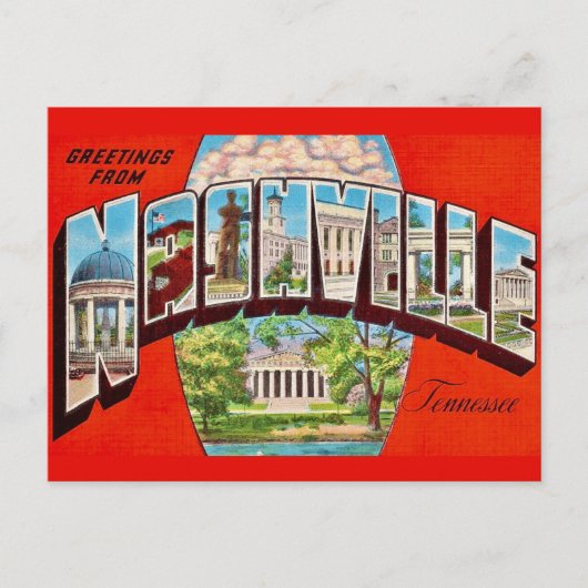Nashville Retro Gruß Postkarte (Vorderseite)