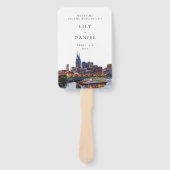 Nashville Riverfront Aquarell-Hochzeitsprogramm Fächer (Vorderseite)
