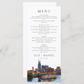 Nashville Riverfront Watercolor Elegant Wedding Menükarte (Vorne/Hinten)