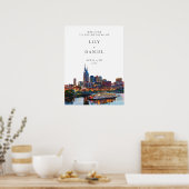 Nashville Riverfront Wedding Welcome Sign Poster (Küche)