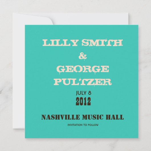 Nashville Save the Date: Türkis Save The Date (Rückseite)