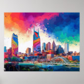 Nashville Skyline Colorful Graffiti Städtische Kun Poster (Vorne)