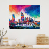 Nashville Skyline Colorful Graffiti Städtische Kun Poster (Küche)