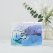 Nashville Skyline Guitar Watercolor Design Postkarte (Stehend Vorderseite)