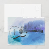 Nashville Skyline Guitar Watercolor Design Postkarte (Vorne/Hinten)