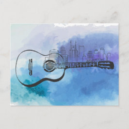 Nashville Skyline Guitar Watercolor Design Postkarte