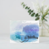 Nashville Skyline Guitar Watercolor Design Postkarte (Stehend Vorderseite)
