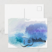 Nashville Skyline Guitar Watercolor Design Postkarte (Vorne/Hinten)