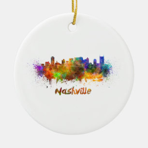 Nashville skyline im Watercolor Keramikornament